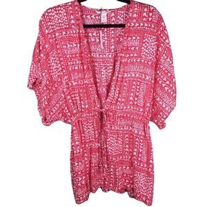 Victoria's Secret Red and White Patterned Robe/swim cover Valentine’s day